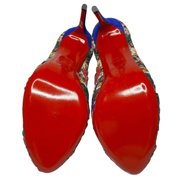 Christian Louboutin Miss Tennis 100 Rete/Dent Mesh Floral Ankle Booties 37.5 - Picture 6 of 8